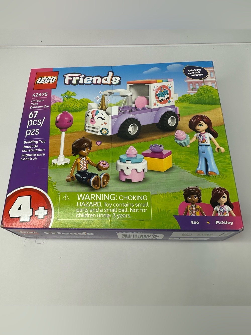 LEGO Friends 42675 Unicorn Cake Delivery Car 67 Pieces Leo Paisley Boxed Set